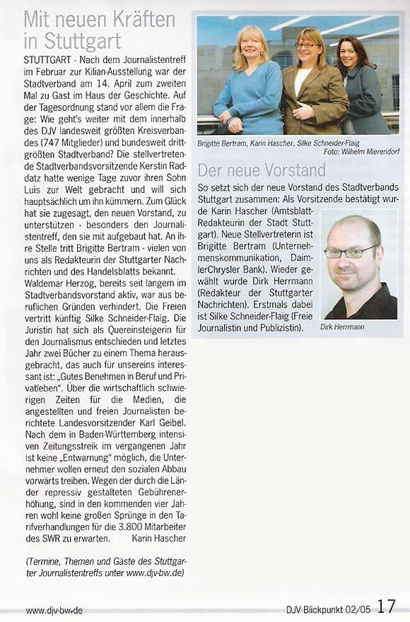 DJV-Blickkpunkt - Mit neuenKräften in Stuttgart DVJ-Blickpunkt - Mit neuen Kräften in Stuttgart